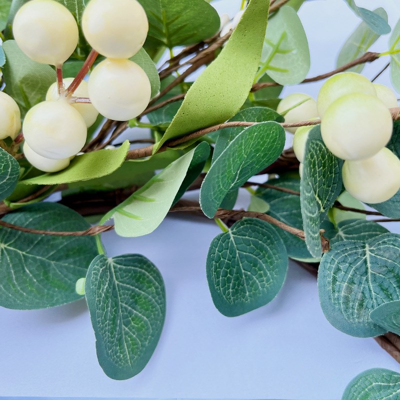 现货速发桉树花环浆果金钱叶门挂尤加利叶门环家居橱窗壁挂装饰