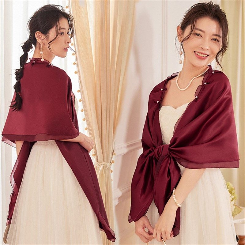 红色小披肩围巾春秋薄款新娘纱巾女士伴娘外套礼服旗袍外搭88619,服饰配件/皮带/帽子/围巾,围巾/丝巾/披肩,淘宝优惠券,粉丝福利购,淘宝优惠卷