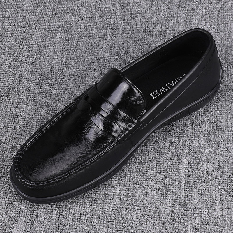 2025新款潮流厚底男士真皮透气豆豆鞋软底百搭时尚休闲懒人驾车鞋