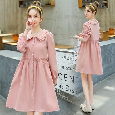 孕妇连衣裙春秋套装时尚款长袖y宽松两件套中长款洋气网红潮妈裙