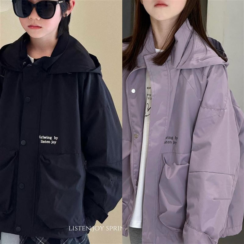 听集正版波拉韩国童装儿童冲锋衣2025春秋季新款男女童夹克衫外套