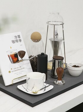 样板间厨房咖啡主题软装饰品售楼处水吧台面冰V滴壶咖啡杯组合
