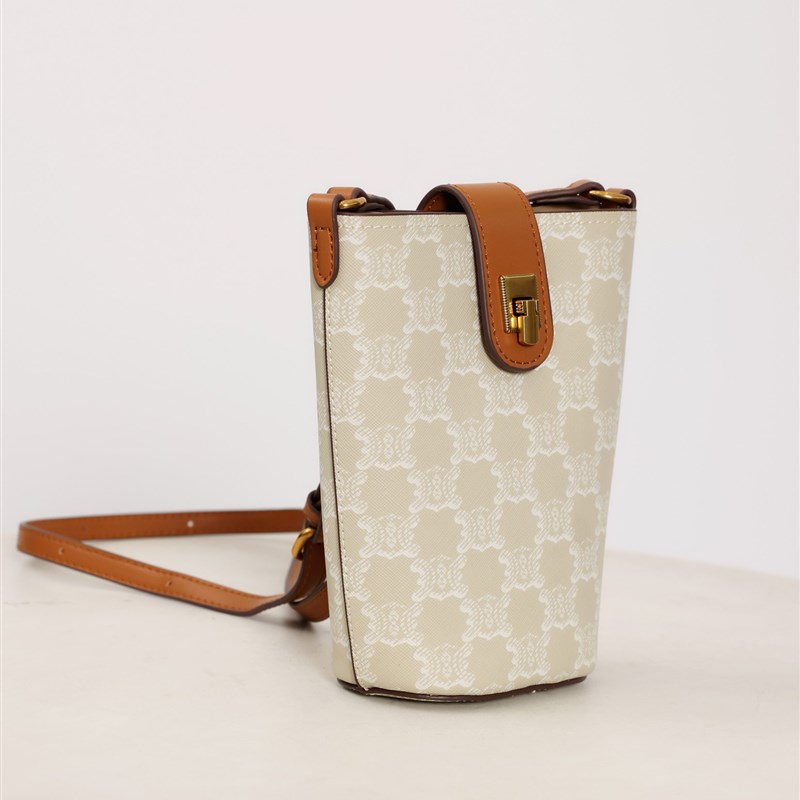 施琳2025新款女包高级感老花水桶包时尚百搭单肩斜挎包手机包小包