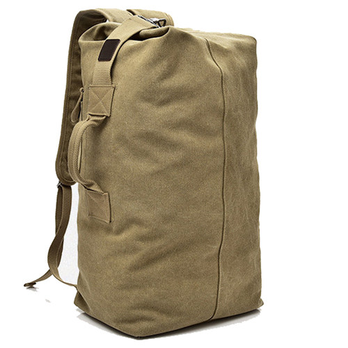 男士双肩包男土帆布装衣服行李打工大容量帆布包水桶旅行大号背包