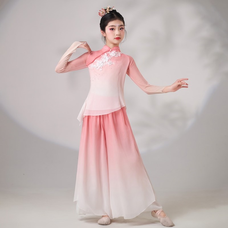 儿童古典舞服女练功服身韵纱衣扇子舞伞舞胶州秧歌中国风演出服装