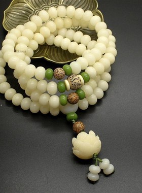 手工民族风复古莲花毛衣链佛珠项链长款男女棉麻衣服配饰挂件夏季