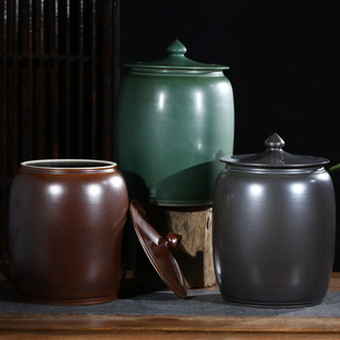 中 陶瓷米缸米桶水缸j储物腌菜油缸家用带盖密封10斤20斤30斤50装