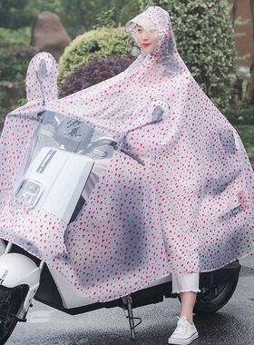 时尚透明雨衣电动摩托车骑行双帽檐连体雨披成人磨砂PVC工厂代发