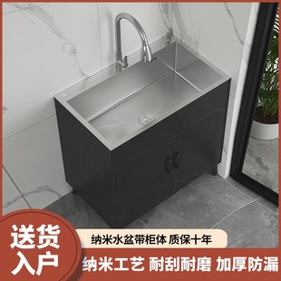 简易橱柜不锈钢洗k碗池厨房洗菜盆具一体柜单双水槽家用落地洗碗