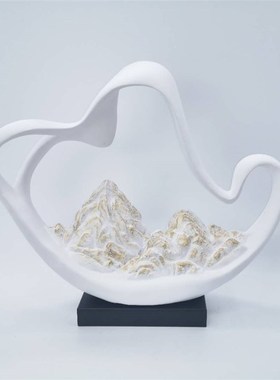 新中式创意假山装饰摆件样板间酒店书房电视柜书S柜办公桌软装摆