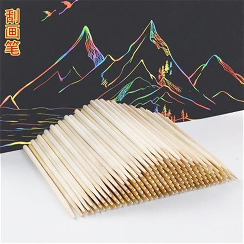 刮画笔刮画纸专用竹笔尖r头刮蜡笔儿童画画竹签DIY刮画棒美术工具
