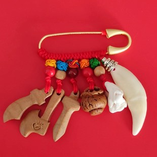 桃木别针孕妇婴儿儿童宝宝随狗牙身吓剑压防外出邪护辟符胸针挂件