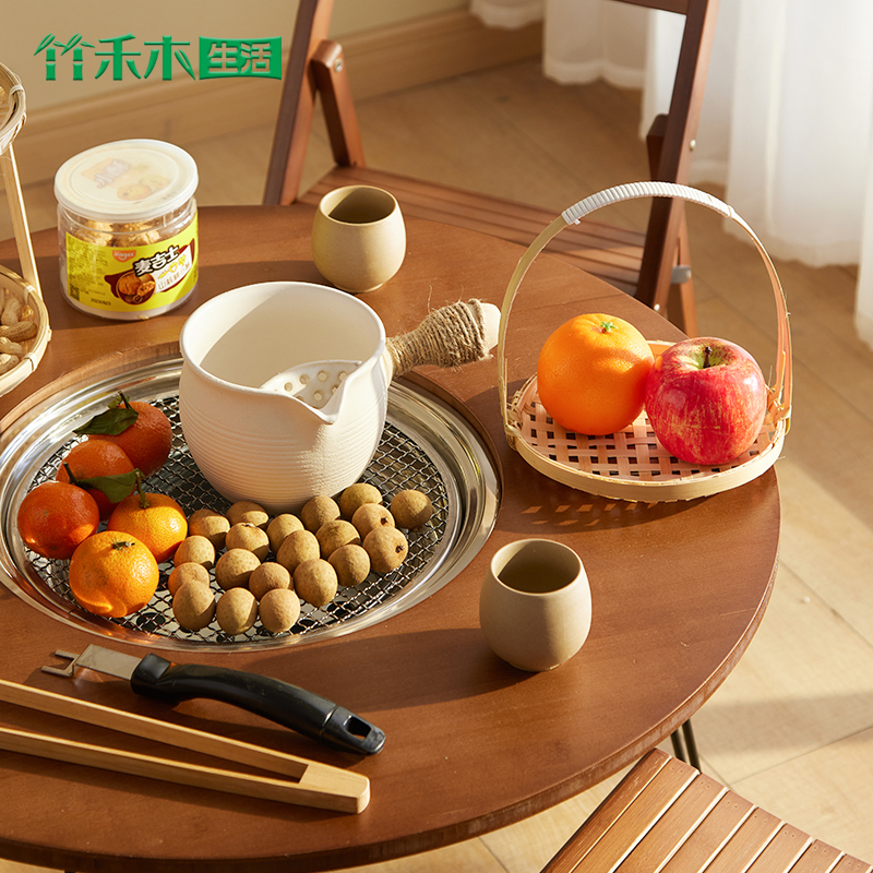 围炉煮茶桌烤火炉户外碳炭炉套装新款围炉桌冬天取暖烧烤烤肉桌子