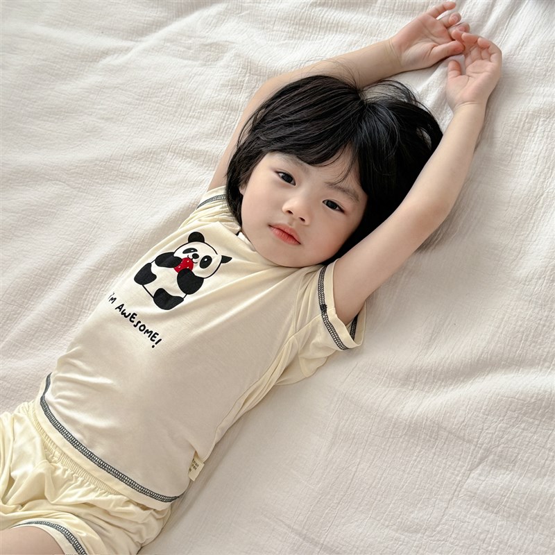 凉快无束缚~优可丝儿童夏季睡衣居家外穿套装男女宝宝短袖短裤