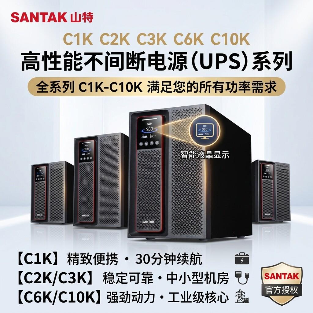 山特不间断电源C1K/C2K/C3K/C6KS/C10KS/3C15KS在线塔式备用电源
