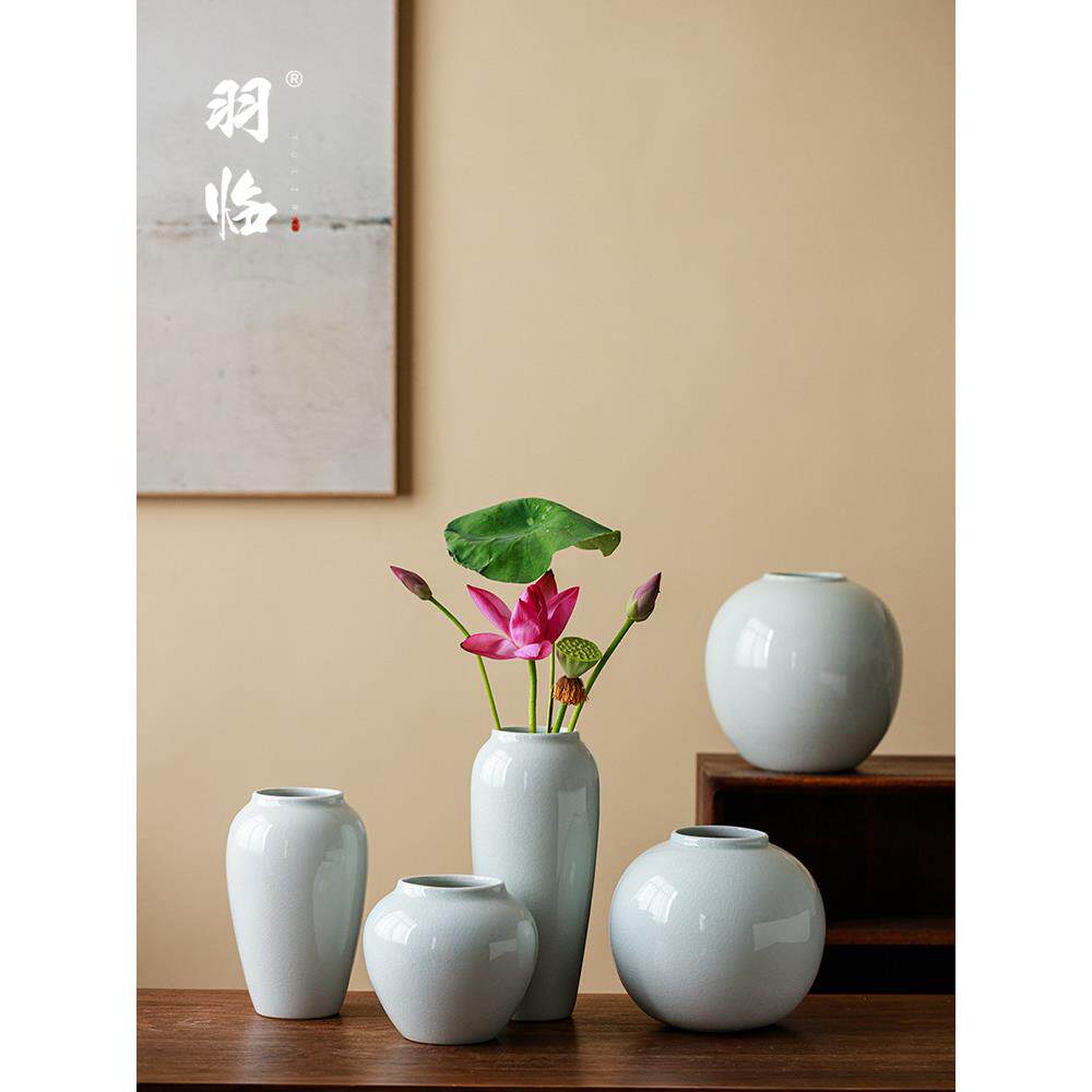 景德镇中式覆古冰裂釉陶瓷花瓶彷真花插花客厅桌面陶罐水培养鲜花