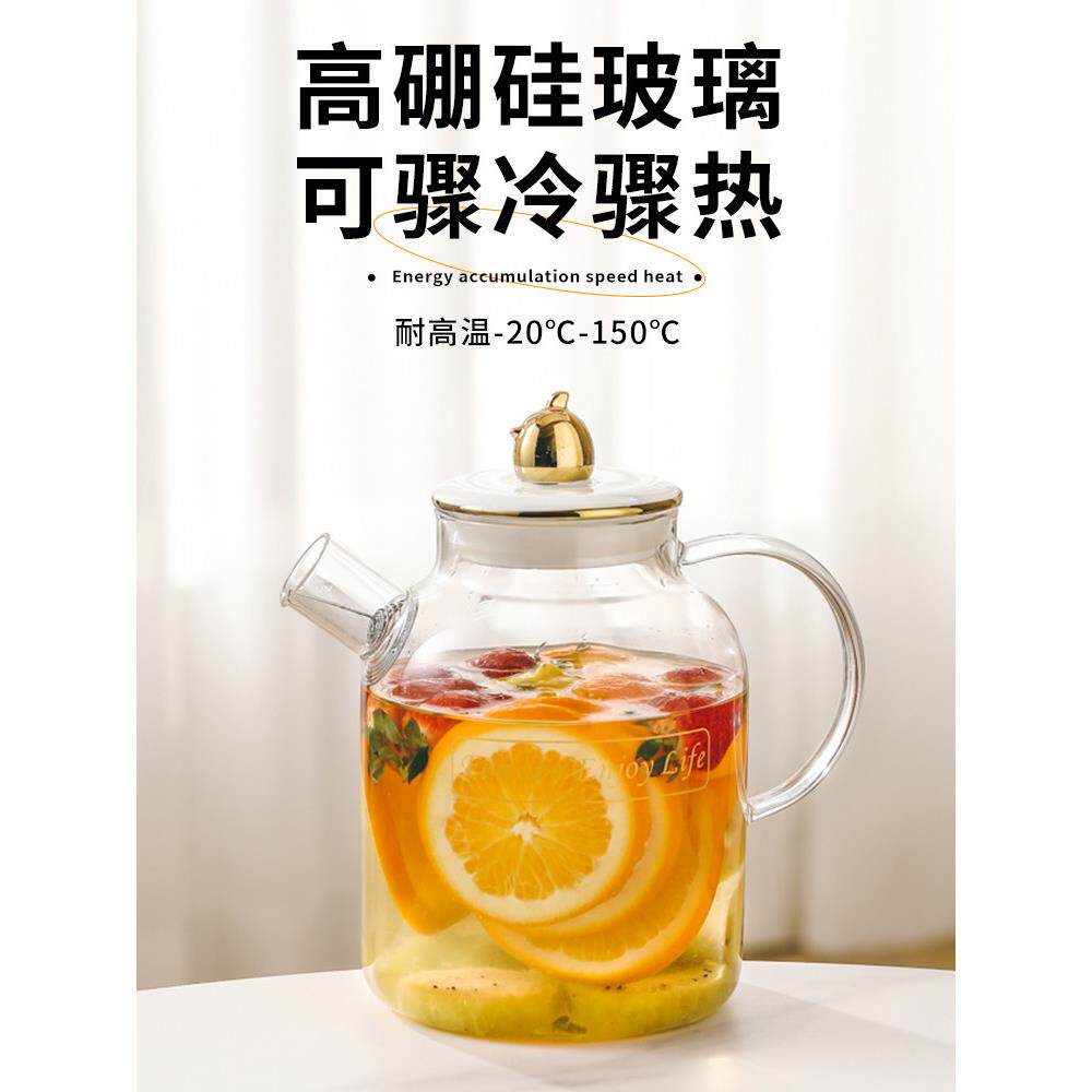 冷水壶玻璃耐高温家用大容量冷茶壶套装耐热沸水瓶白色单锅
