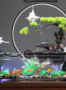 流水摆件循环水客厅电视柜鱼缸养鱼过滤假山办公室玄关招财风水轮