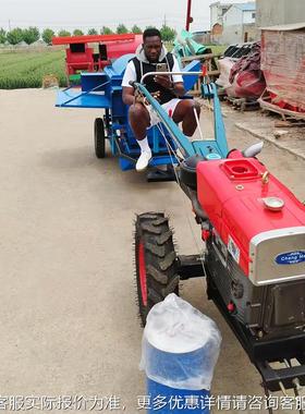 手扶子车带动90型水稻脱机牵引移打OTQ水稻柴动油机版麦余脱粒粒