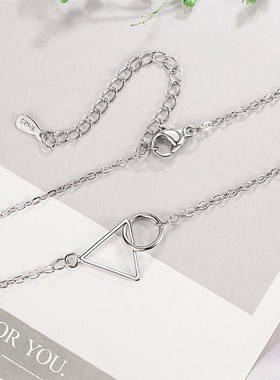 个性几何三角形圆形环扣吊坠项链女简约可爱高级感锁骨链学生礼物