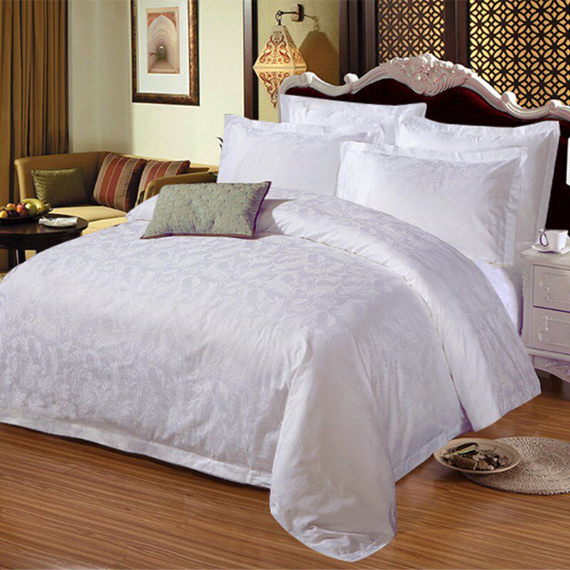 酒店布草宾馆民宿学生宿舍简约床上用品全棉被罩白色纯棉被套单件