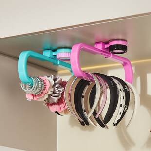 多巴胺吸盘壁挂发饰收纳架t发箍头绳收纳神器柜下发夹发卡置物挂