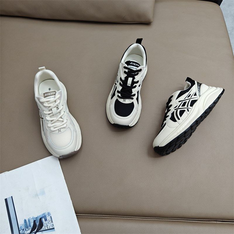 显瘦老爹鞋女2025新款真皮百搭平底轻便系带学生运动休闲跑步鞋子