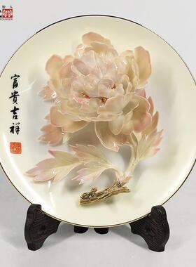 洛阳李学武牡丹瓷纯手工立体牡丹花陶瓷摆饰高档礼品可定制礼盒装