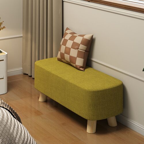 布艺小凳子家用门口茶几板凳简约阳台长条凳床尾矮凳沙发脚踏凳木