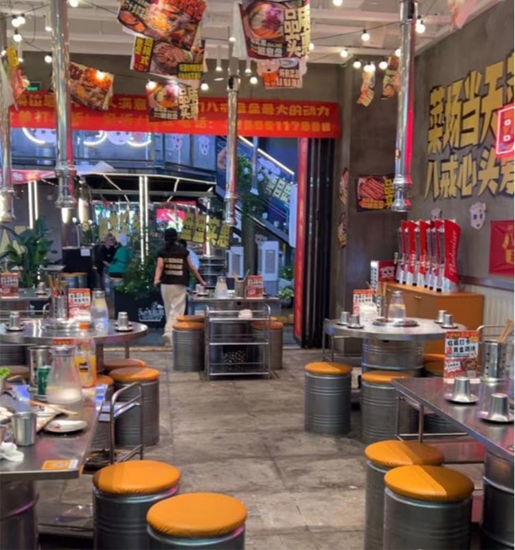 定制韩式烤肉桌山葵炭火烤肉桌商用工业风不锈钢火锅桌油桶桌跨境