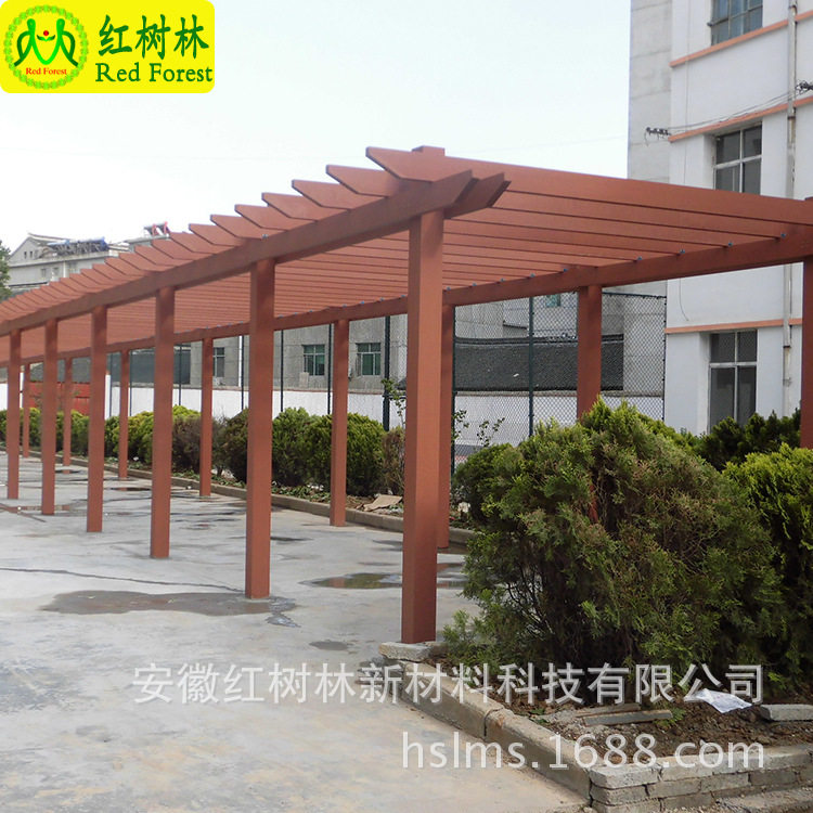 优质塑木100*200方通木塑花架 葡萄架 廊架安徽红树林工厂直销