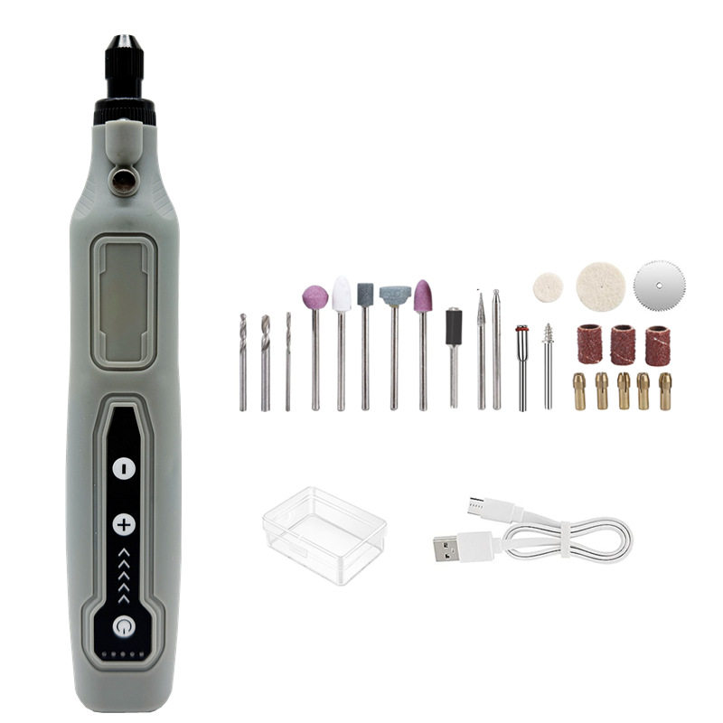 跨境新品USB-C迷你电磨笔 微型旋转磨床DIY工具带灯调速雕刻208A