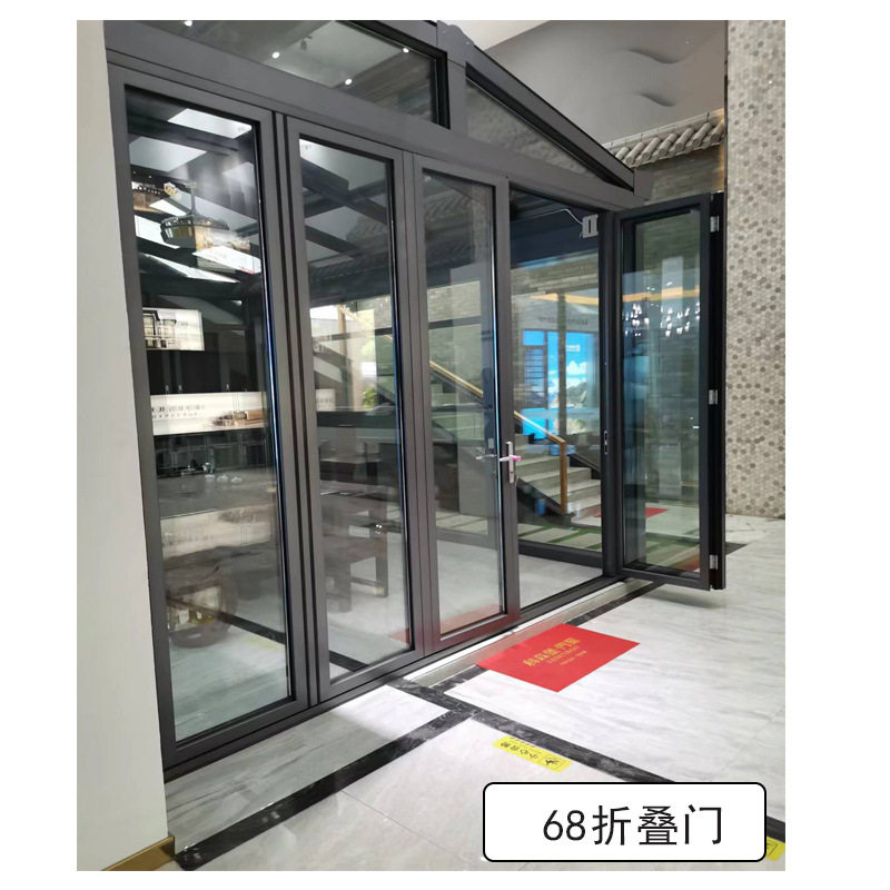 供应铝合金玻璃68折叠门2.0厚度阳台折叠门 外贸出口折叠门