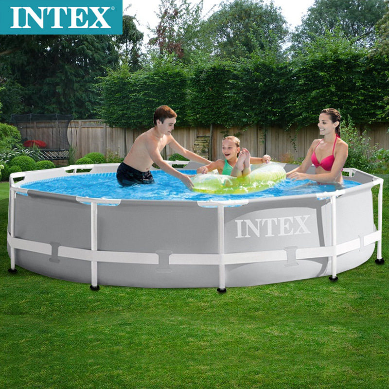 INTEX26702圆形支架儿童泳池成人家用户外小孩水上乐园钓鱼养鱼池