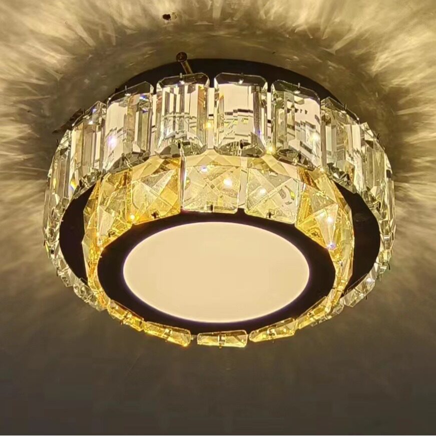 入户水晶过道现代简约走廊玄关阳台led吸顶灯圆形衣帽间灯具批发
