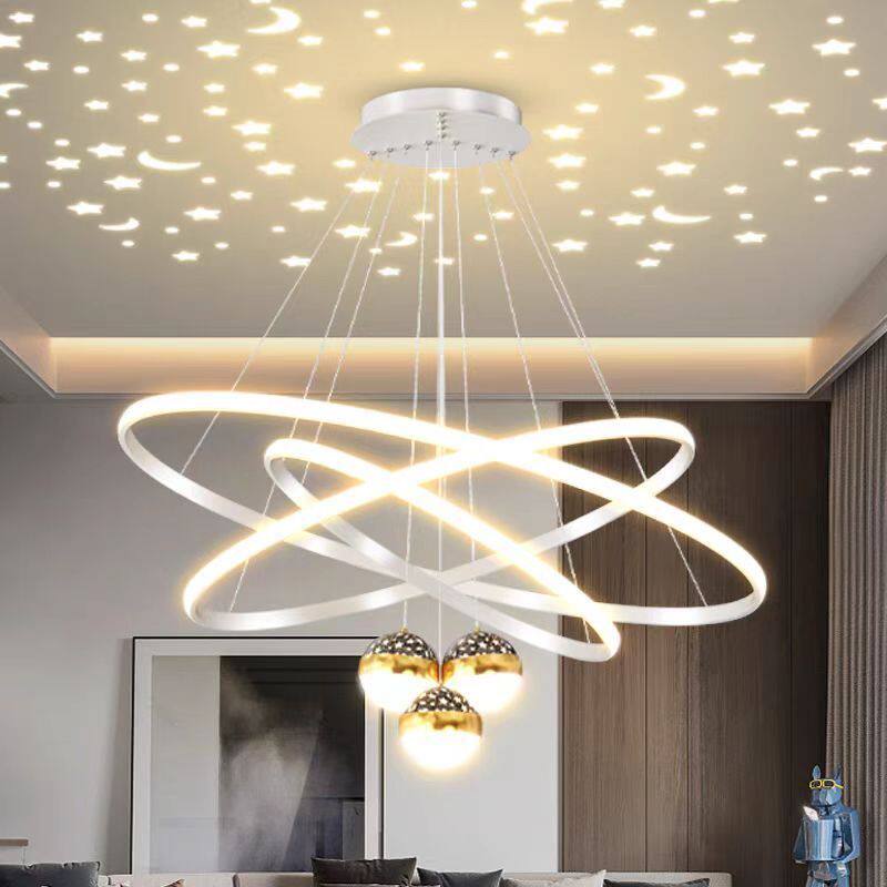 餐厅吊灯圈圈灯LED吊灯20m2简约现代客厅卧室通用包邮球形造型