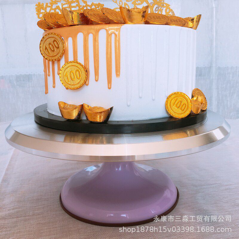 烘焙工具12寸铝合金蛋糕裱花转台防滑旋转裱花转盘31CM大盘面
