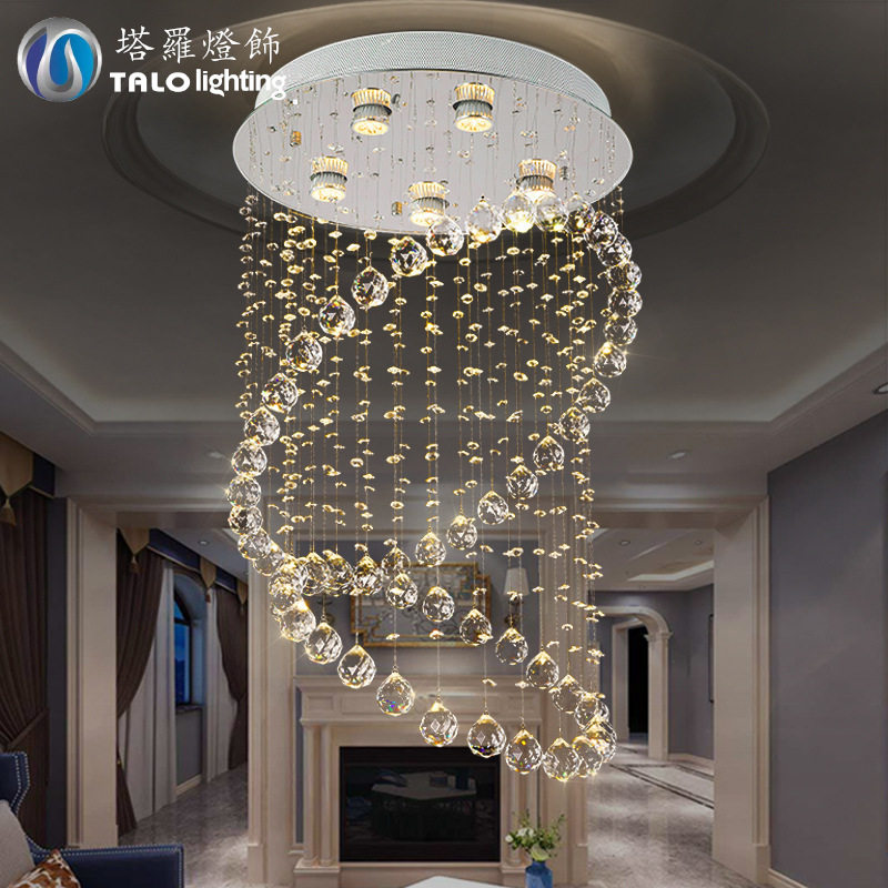 跨境现代简约水晶吊灯圆形创意客厅灯餐厅灯过道灯水晶灯饰直销
