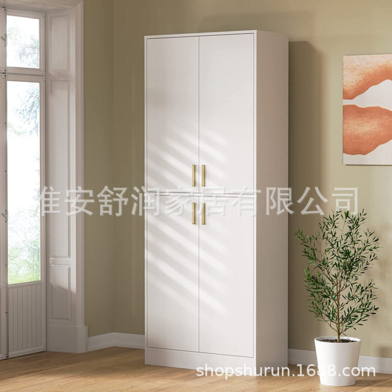 简易白色衣柜家用卧室实木推拉门收纳衣橱出租房衣帽柜双层衣帽柜