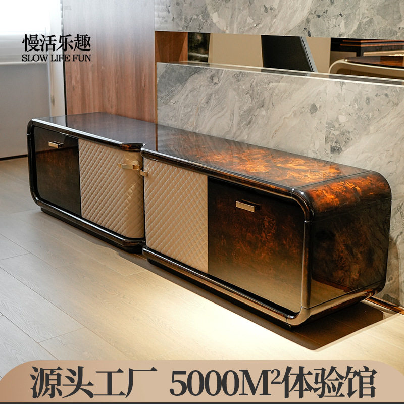轻奢电视柜后现代大户型别墅四门电视柜港式豪宅客厅地柜储物柜bl