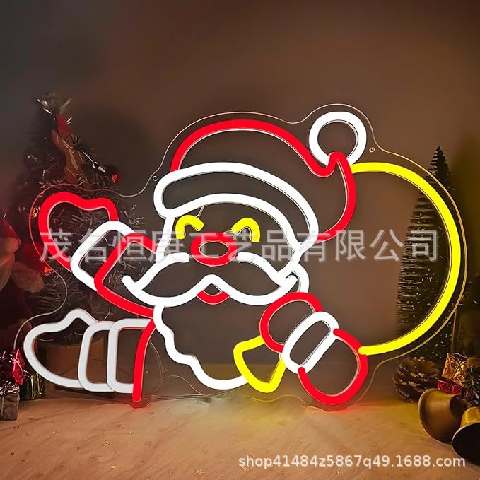 霓虹灯Merry Christmas圣诞老人雪人圣诞派对装饰灯亚马逊跨境