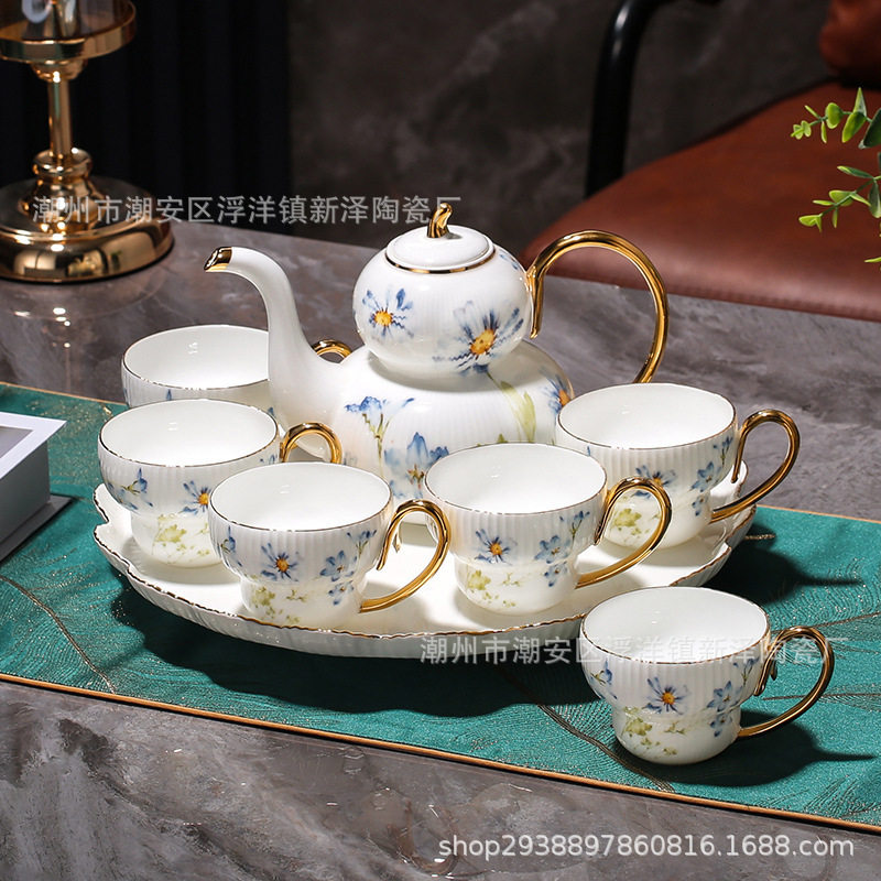 欧式轻奢高档水壶水杯套装骨瓷茶具茶杯水具杯具家用客厅乔迁用品