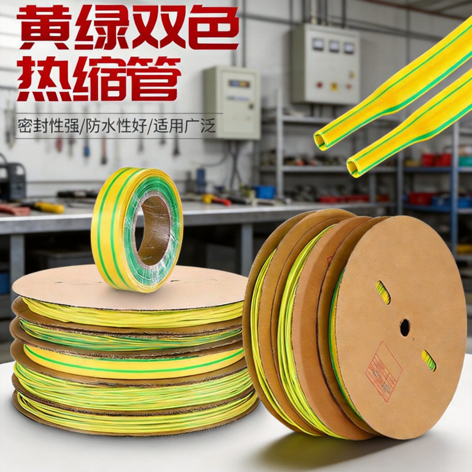 沃尔电线保护套绝缘套管热缩管黄绿双色热缩管耐温125度