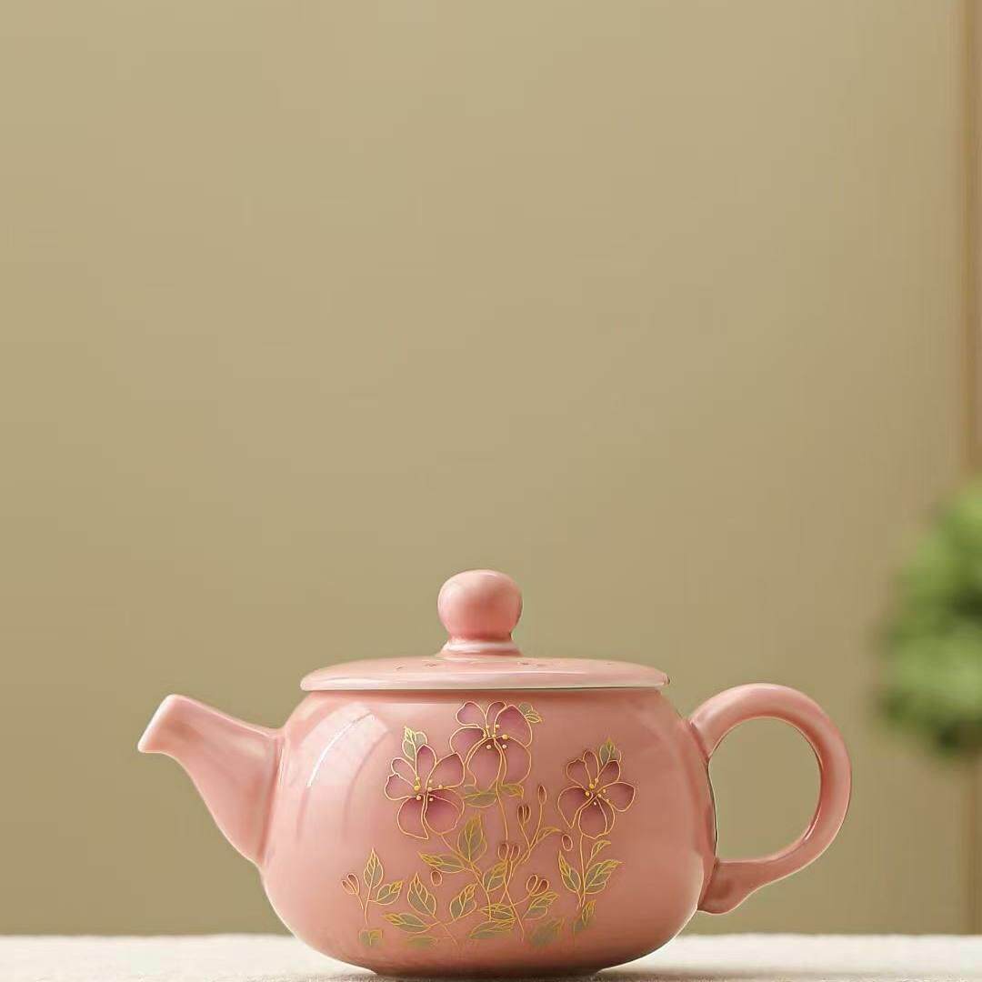 粉色提梁壶黑晶炉煮茶壶家用烧水壶陶瓷茶壶养生壶煮茶器烧水壶