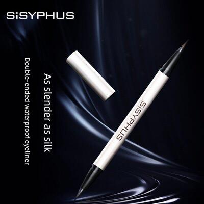SISYPHUS双头眼线液笔白银色西西弗斯防水不晕染持久极细新手胶笔