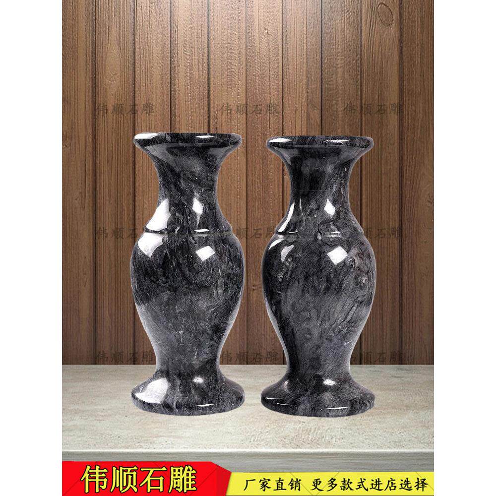 采购产品一对石雕花瓶,天然白色大理石青石烛台,插花,祭祀香炉