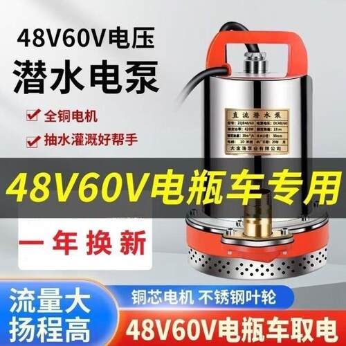 家用电瓶车12V24V48V60V72V抽水泵水泵抽水机农用潜水泵直流灌溉