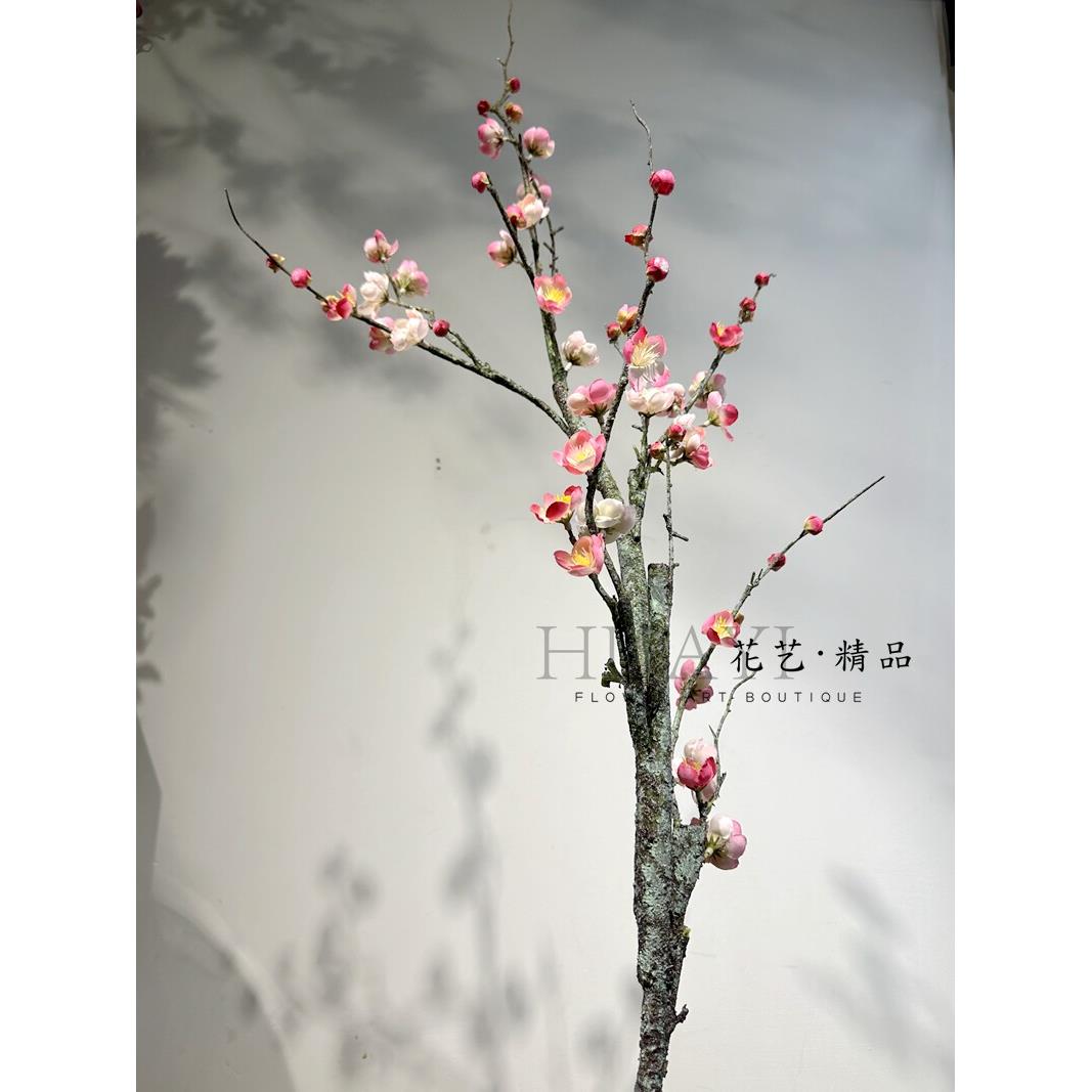 傲梅花彷真干支梅腊梅家居摆放新年装饰品红梅白梅树枝