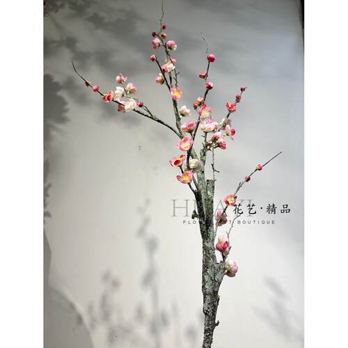 傲梅花彷真干支梅腊梅家居摆放新年装饰品红梅白梅树枝