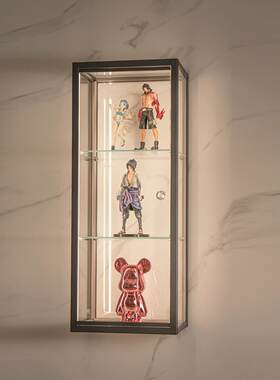 简约现代玻璃带灯墙壁柜吊柜壁挂式挂墙式客厅厨房多功能展示柜